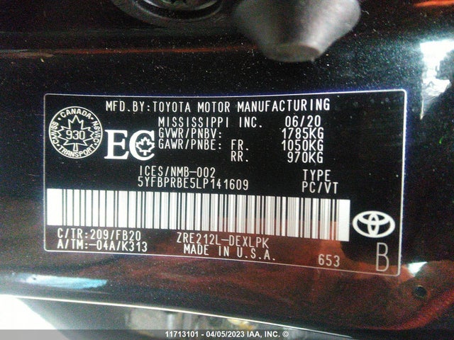 Toyota COROLLA LE 2020 5YFBPRBE5LP141609 Image 10
