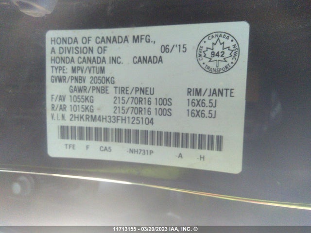 Honda CR-V LX 2015 2HKRM4H33FH125104 Image 9