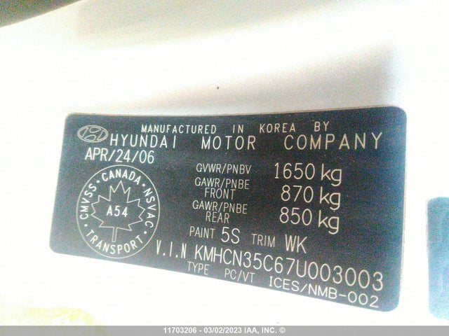 Hyundai ACCENT GS 2007 KMHCN35C67U003003 Image 10