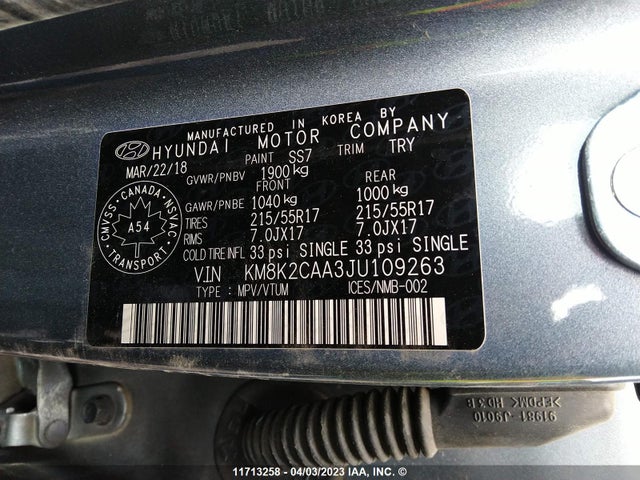 Hyundai Kona Sel 2018 KM8K2CAA3JU109263 Image 11