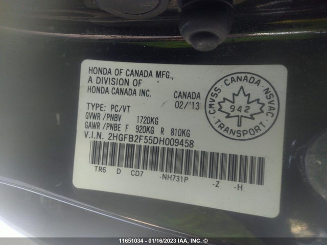 Honda Civic Ex 4dr 2013 2HGFB2F55DH009458 Image 9