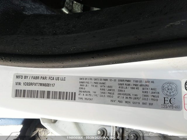 1C6SRFVT7MN608117 RAM 1500 Sport