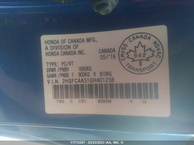 Honda Civic Lx 2016 2HGFC4A51GH401258 Image 11