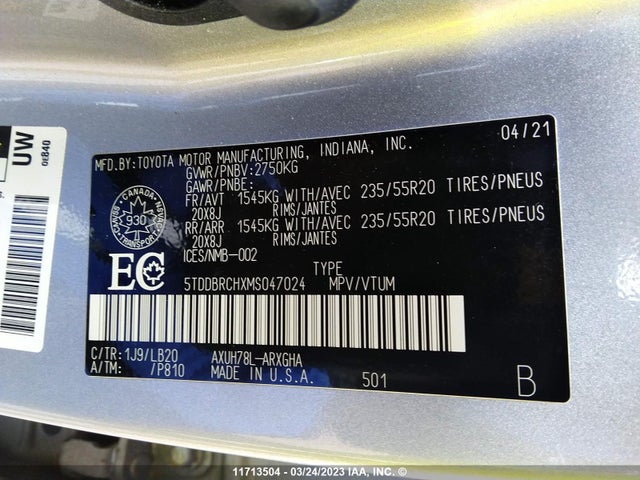 Toyota Highlander Hybrid Limited 2021 5TDDBRCHXMS047024 Image 10