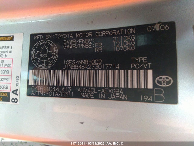 Toyota Camry New Generation 2007 JTNBB46K273017714 Image 10