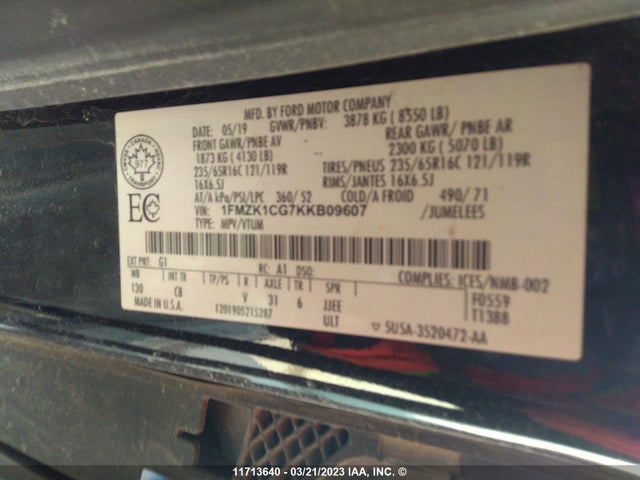 Ford Transit T-150 2019 1FMZK1CG7KKB09607 Image 10