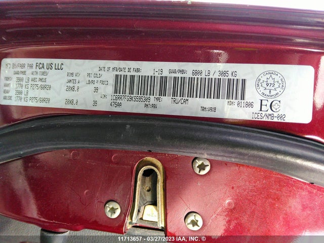 1C6RR7FG9KS595309 RAM 1500 Classic Tradesman
