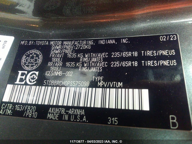 Toyota Highlander Hybrid Le 2023 5TDBBRCH0PS575098 Image 10