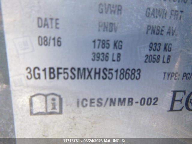 Chevrolet Cruze 2017 3G1BF5SMXHS518683 Image 9