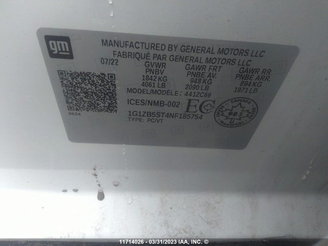 Chevrolet MALIBU LS 2022 1G1ZB5ST4NF185754 Image 9
