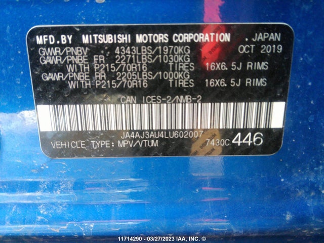 JA4AJ3AU4LU602007 Mitsubishi RVR ES