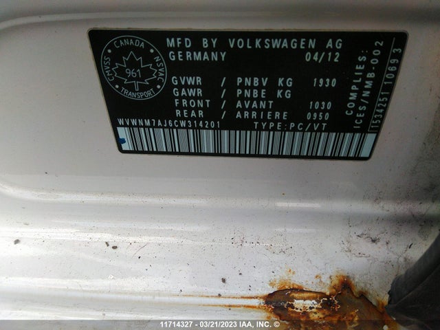 WVWNM7AJ6CW314201 Volkswagen Golf