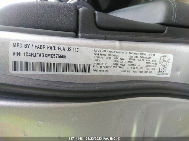 1C4RJFAGXMC576606 Jeep Grand Cherokee Laredo