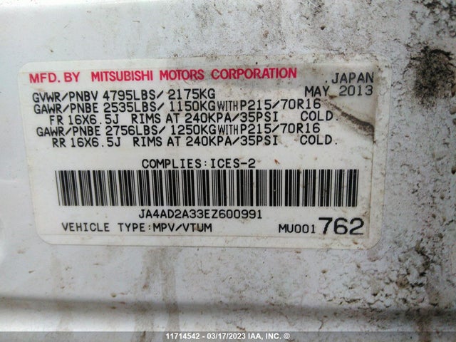 JA4AD2A33EZ600991 Mitsubishi Outlander Es