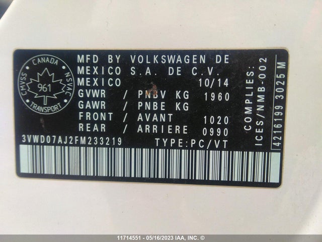 Volkswagen JETTA SE 2015 3VWD07AJ2FM233219 Image 11