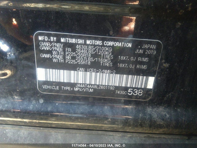 JA4AT4AA8LZ601192 Mitsubishi Eclipse Cross Le/sp