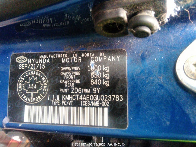 Hyundai ACCENT SE 2016 KMHCT4AE0GU023783 Image 11