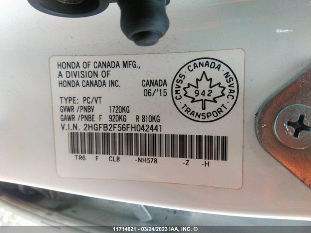 Honda Civic Lx 2015 2HGFB2F56FH042441 Image 9