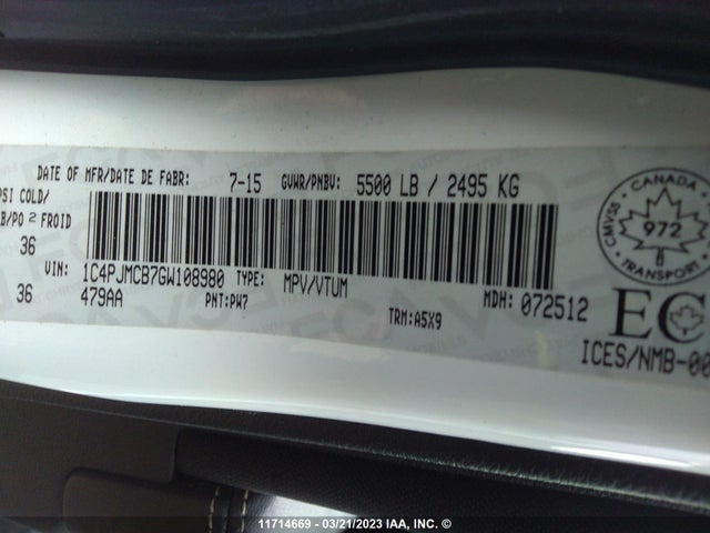 1C4PJMCB7GW108980 Jeep Cherokee Latitude