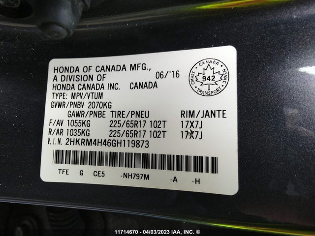 Honda CR-V SE 2016 2HKRM4H46GH119873 Image 11