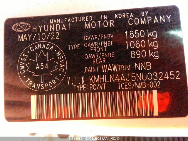 Hyundai Elantra Limited 2022 KMHLN4AJ5NU032452 Image 10