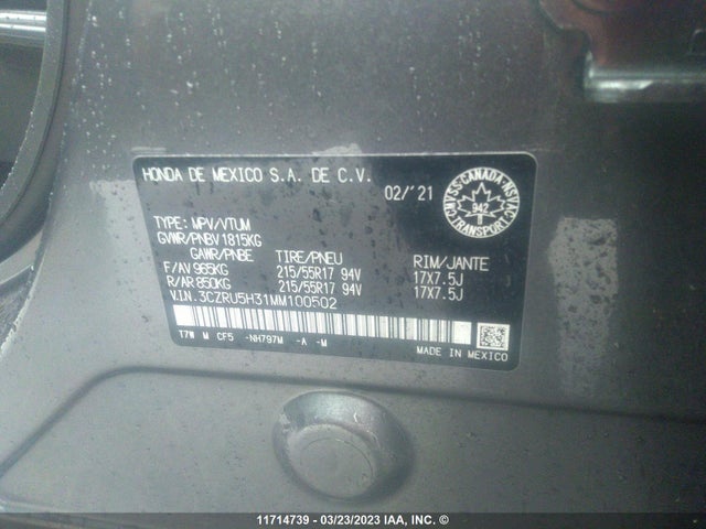 Honda HR-V LX 2021 3CZRU5H31MM100502 Image 10