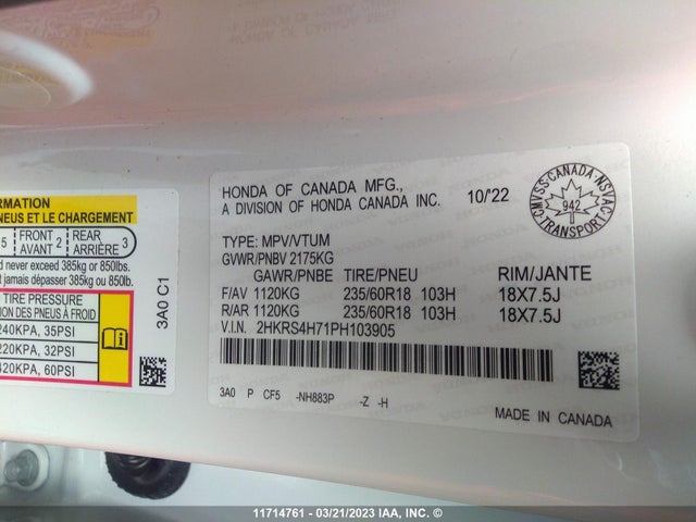 Honda CR-V EXL 2023 2HKRS4H71PH103905 Image 9