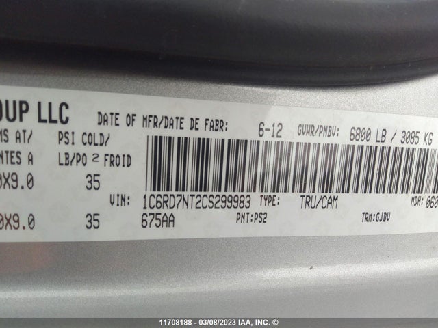 Dodge Ram 1500 Laramie 2012 1C6RD7NT2CS299983 Image 10