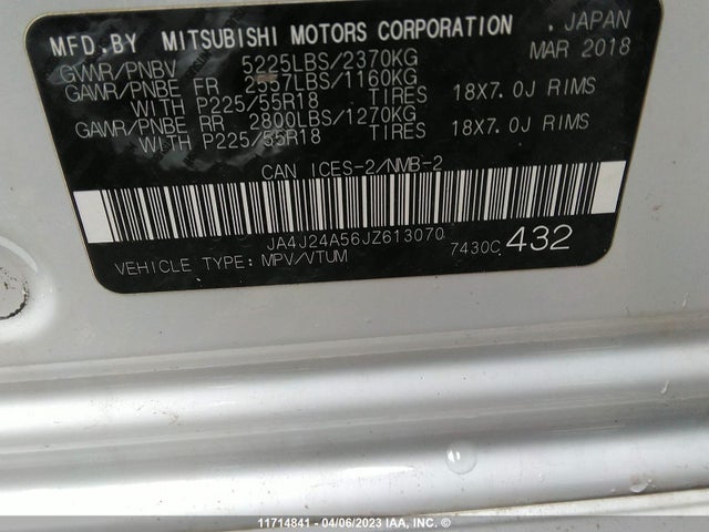 JA4J24A56JZ613070 Mitsubishi Outlander Se/gt