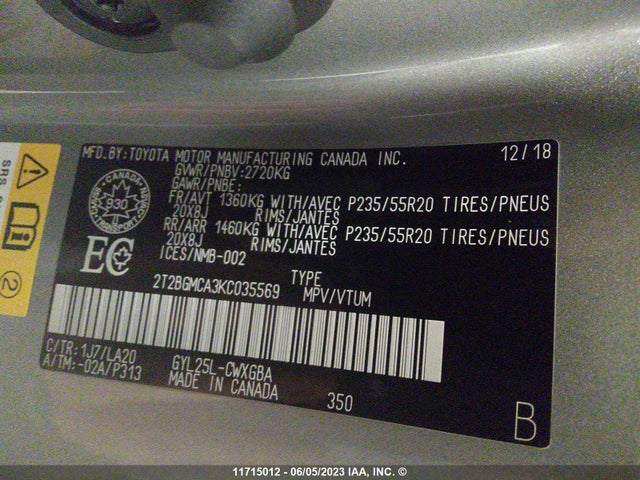 2T2BGMCA3KC035569 Lexus Rx 450h Base/450h F-sport