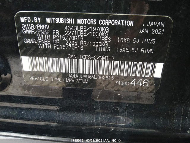 JA4AJUAU6MU602615 Mitsubishi RVR ES