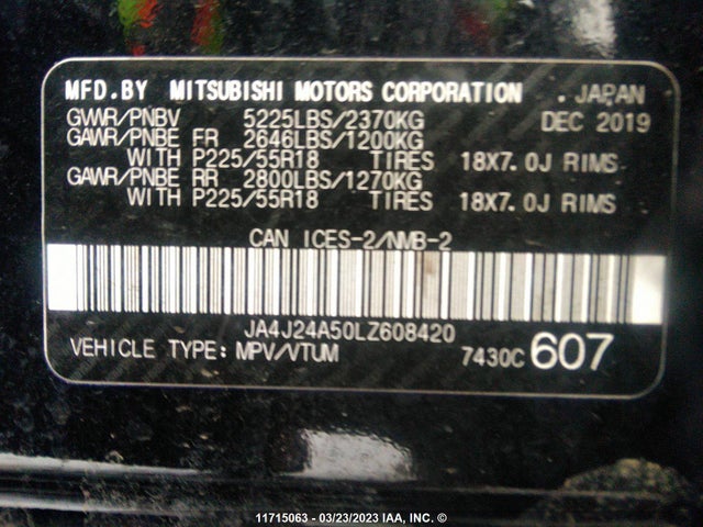 JA4J24A50LZ608420 Mitsubishi Outlander Sel/gt/fe