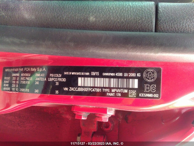 ZACCJBBHXFPC47991 Jeep Renegade Latitude
