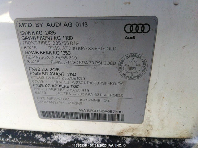 WA1LFCFP9DA057700 Audi Q5 Premium Plus