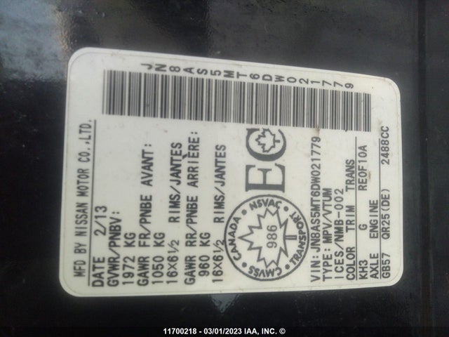 Nissan ROGUE S/SV 2013 JN8AS5MT6DW021779 Image 10