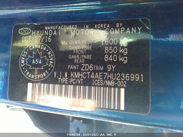 Hyundai ACCENT SE 2017 KMHCT4AE7HU236991 Image 9