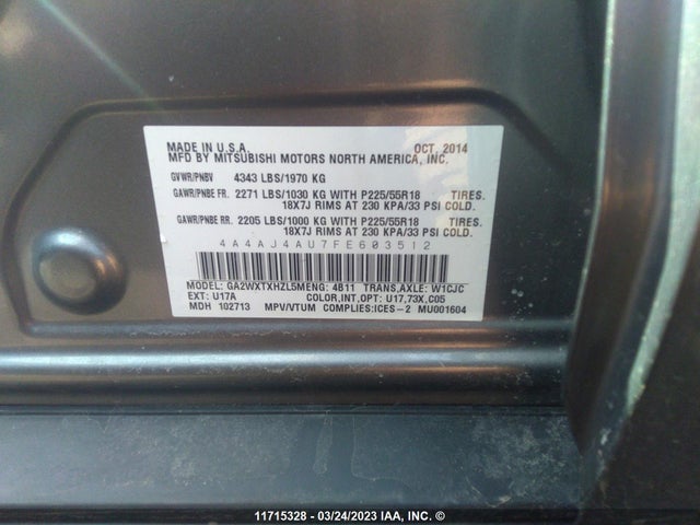 4A4AJ4AU7FE603512 Mitsubishi Rvr Gt