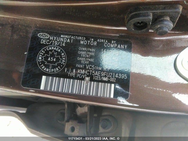 Hyundai ACCENT GS 2015 KMHCT5AE9FU214395 Image 9