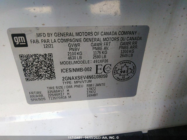 Chevrolet EQUINOX LS 2022 2GNAXSEV4N6108059 Image 9