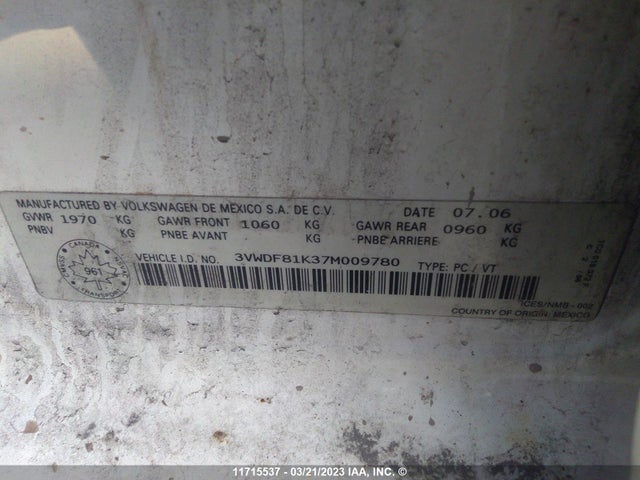 Volkswagen Jetta 2.5 Option Package 2 2007 3VWDF81K37M009780 Image 10