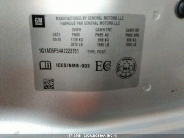 Chevrolet COBALT 1LT 2010 1G1AD5F54A7223751 Image 10