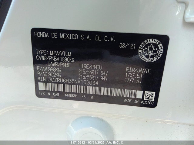 Honda HR-V LX 2022 3CZRU6H35NM102034 Image 10