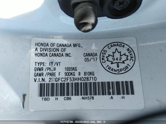 Honda Civic Lx 2017 2HGFC2F53HH028710 Image 9