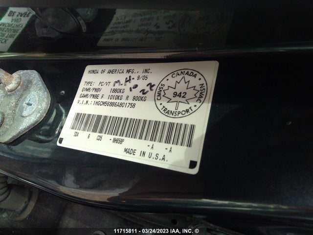 Honda ACCORD EX 2006 1HGCM56886A801758 Image 10
