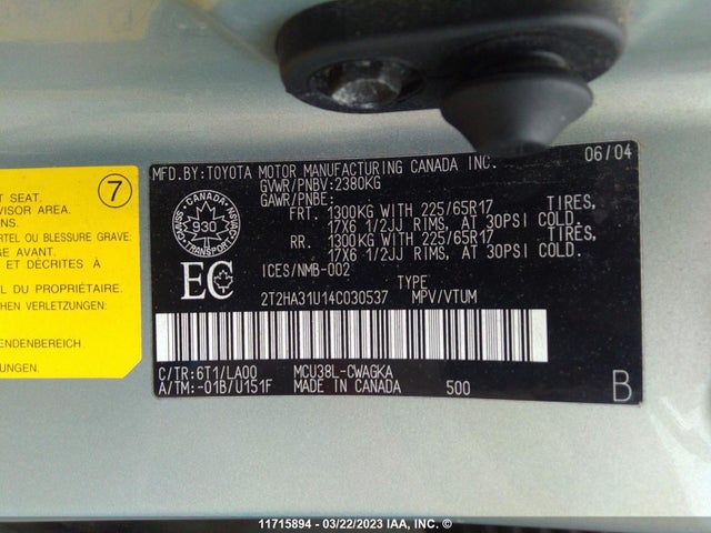 2T2HA31U14C030537 Lexus RX 300