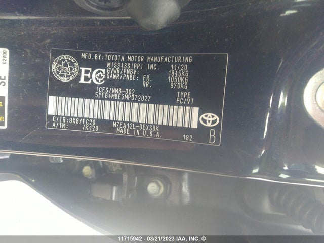 Toyota COROLLA SE 2021 5YFB4MBE3MP072027 Image 9