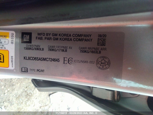 Chevrolet SPARK 1LT 2021 KL8CD6SA5MC724645 Image 9
