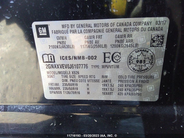 Chevrolet Equinox Premier 2018 2GNAXVEV0J6107776 Image 9