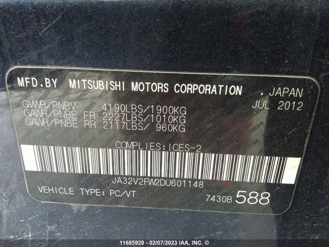JA32V2FW2DU601148 Mitsubishi Lancer Se