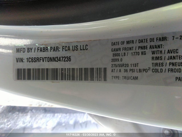 1C6SRFVT0NN347236 RAM 1500 Sport
